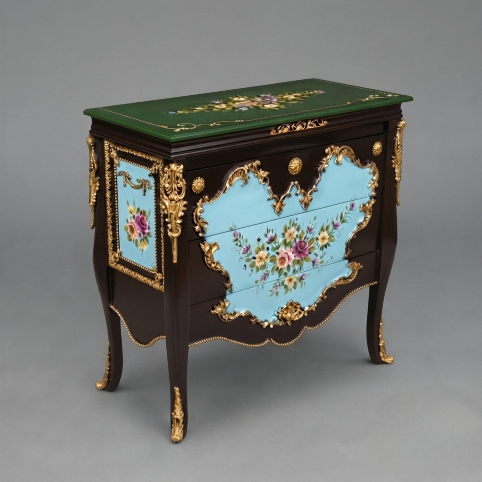 94579 Ornate Rococo Flora Chesterl with Emerald Top - Image 1
