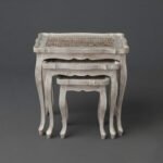 Distressed White Rattan Top Nesting Tables