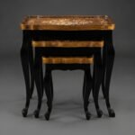 Burl Wood & Black Marquetry Nesting Tables