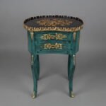 Distressed Teal & Gold Kidney Table