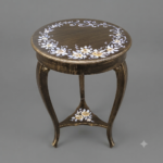 Vintage Distressed Coffee Table with White Floral Wreath