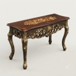 Ornate Gilded Console with Floral Marquetry