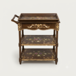 Victorian Floral Wooden Trolley with Removable Tray