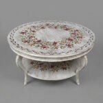 Distressed White Floral Wreath Center Table
