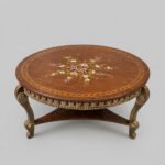Inlaid Wood and Bronze Center Table