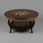 Antique Floral Painted Center Table with Gilded Rail