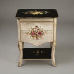 Vintage Floral Box Table with Black Accents