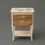 Antique Floral Box Table with Lower Shelf