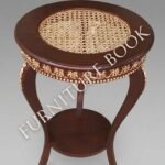 Classic Wooden Accent Table with Woven Cane Top