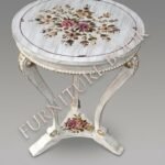Title: Hand-Painted Floral Accent Table with Distressed Finish