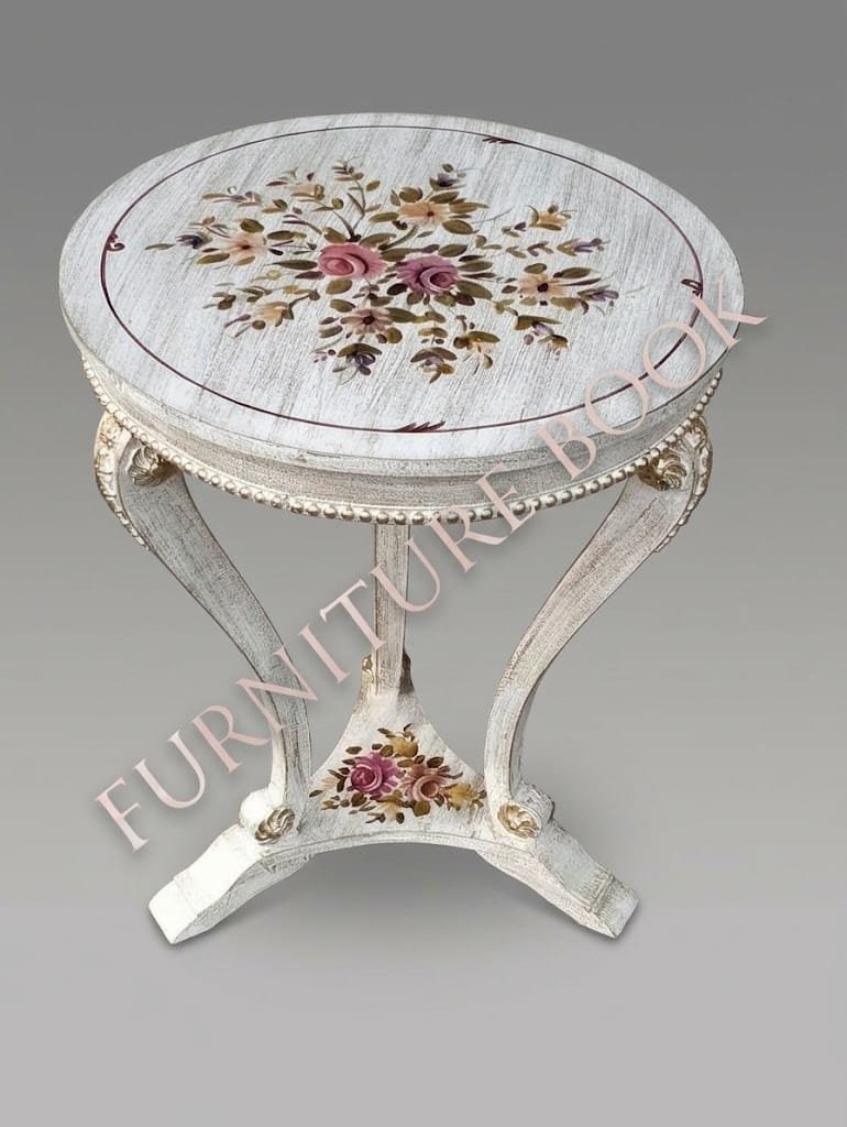 IMG-20260925-WA0006 Title: Hand-Painted Floral Accent Table with Distressed Finish - Image 1