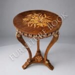 Title: Vintage Wooden Floral Accent Table