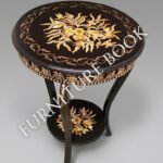 Title: Classic Wooden Floral Accent Table  .