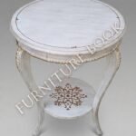 Title: Vintage White Distressed Accent Table