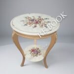 Elegant Floral Accent Table with Golden Finish