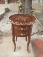 Title: Natural Wood Finish Golden Vine Accent Table - Image 2