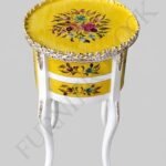 Title: Vibrant Yellow Hand-Painted Floral Accent Table