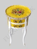 Title: Vibrant Yellow Hand-Painted Floral Accent Table