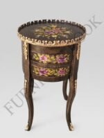 Title: Dark Wood Rose-Painted Classic Side Table