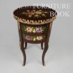 Title: Olive Green and Dark Brown Rose-Painted Side Table