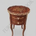 Title: Natural Wood Finish Golden Vine Accent Table