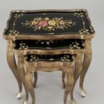 Royal Black Golden Border Floral Hand-Painted Nest Set