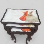 Sufi Dervish Hand-Painted White Nest of Tables