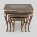 Classical Golden Brown Wooden Nest of Three Tables