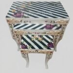 Striped Floral Patterned Nesting Tables