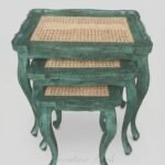 Vintage Rose Bouquet Black Nesting Tables