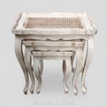 Distressed White Cane Nesting Tables