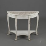 Distressed White Demilune Rattan Top Console - Image 2