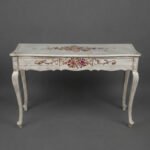 Distressed White Floral Console Table