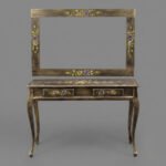 Vintage Floral Console Table with Matching Mirror