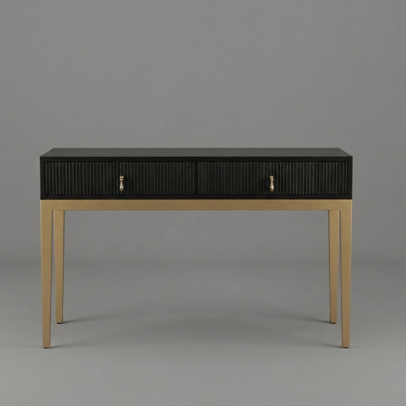 InShot_20260901_100614140 Black & Brass Fluted Console Table - Image 1