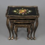 Vintage Distressed Wood Floral Nesting Tables