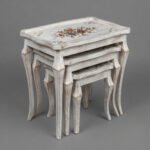 Shabby-Chic Distressed White Floral Nesting Tables