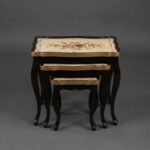 Vintage Floral Nesting Tables with Gold Trim