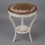 Vintage Floral Coffee Table with Fluted Trim