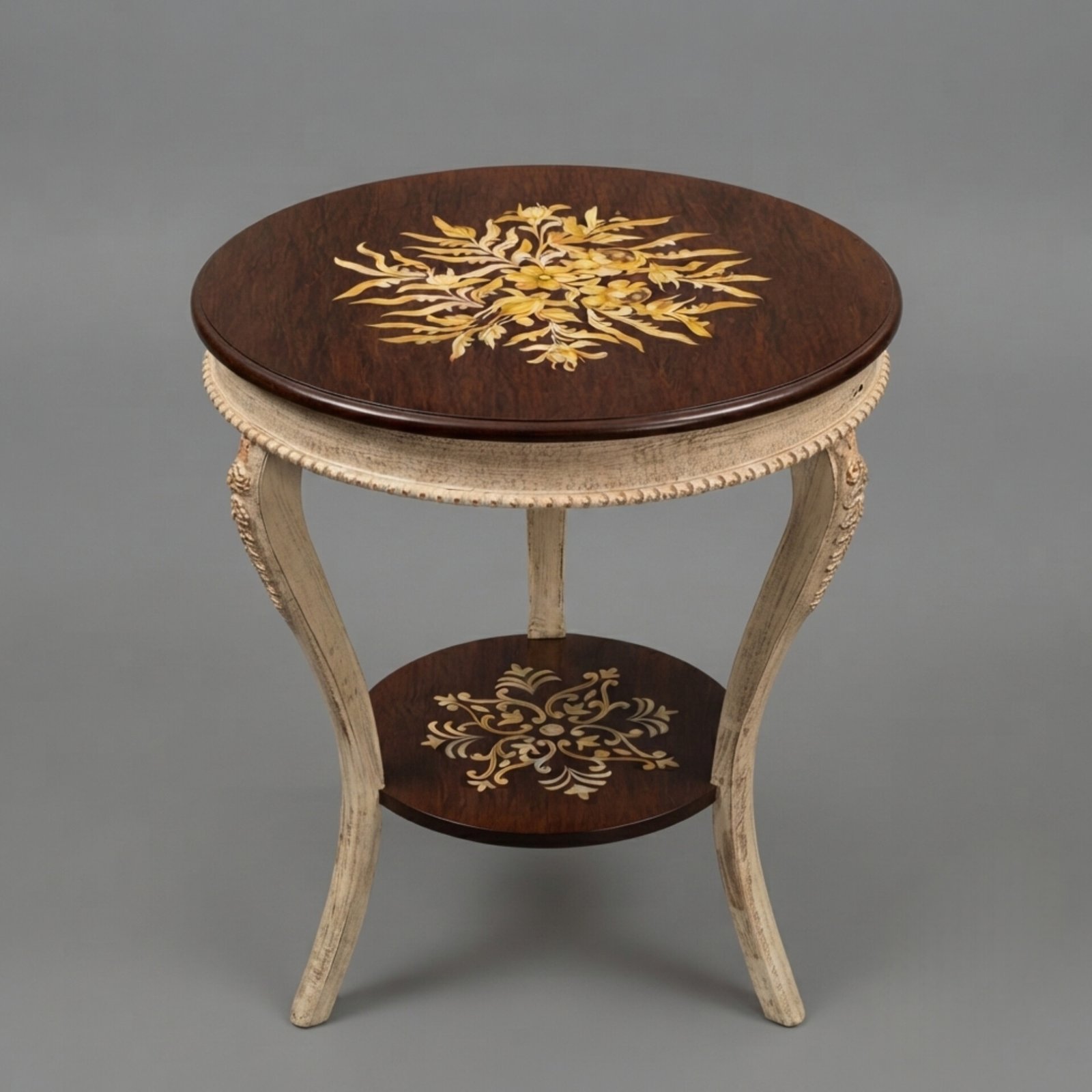 InShot_20260902_102527229 Classic Coffee Table with Gold Floral Inlay - Image 1